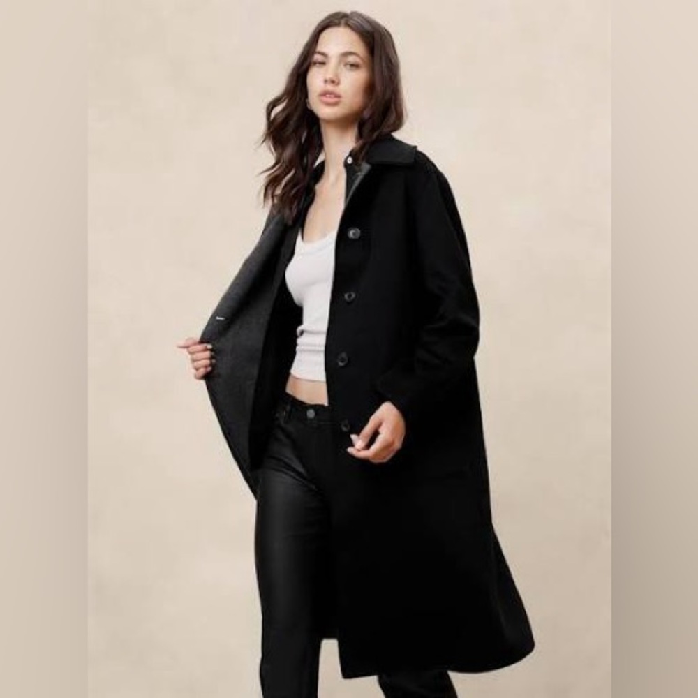 Banana Republic Factory Reversible Double Face Wool Blend Coat - Picture 2 of 8